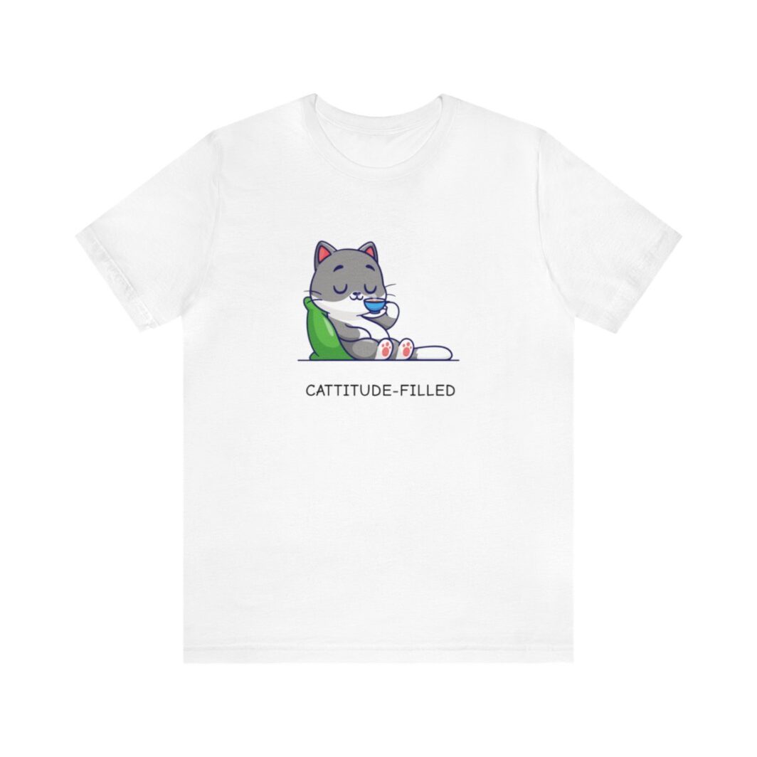 Unisex Jersey Short Sleeve White Tee Cattitude-Filled Printed T-Shirt