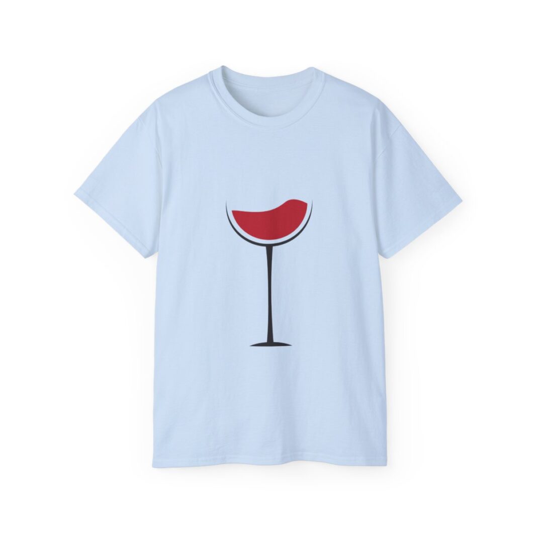 Women Light Blue Ultra Cotton Tee - Wine Glass Printed T Shirt