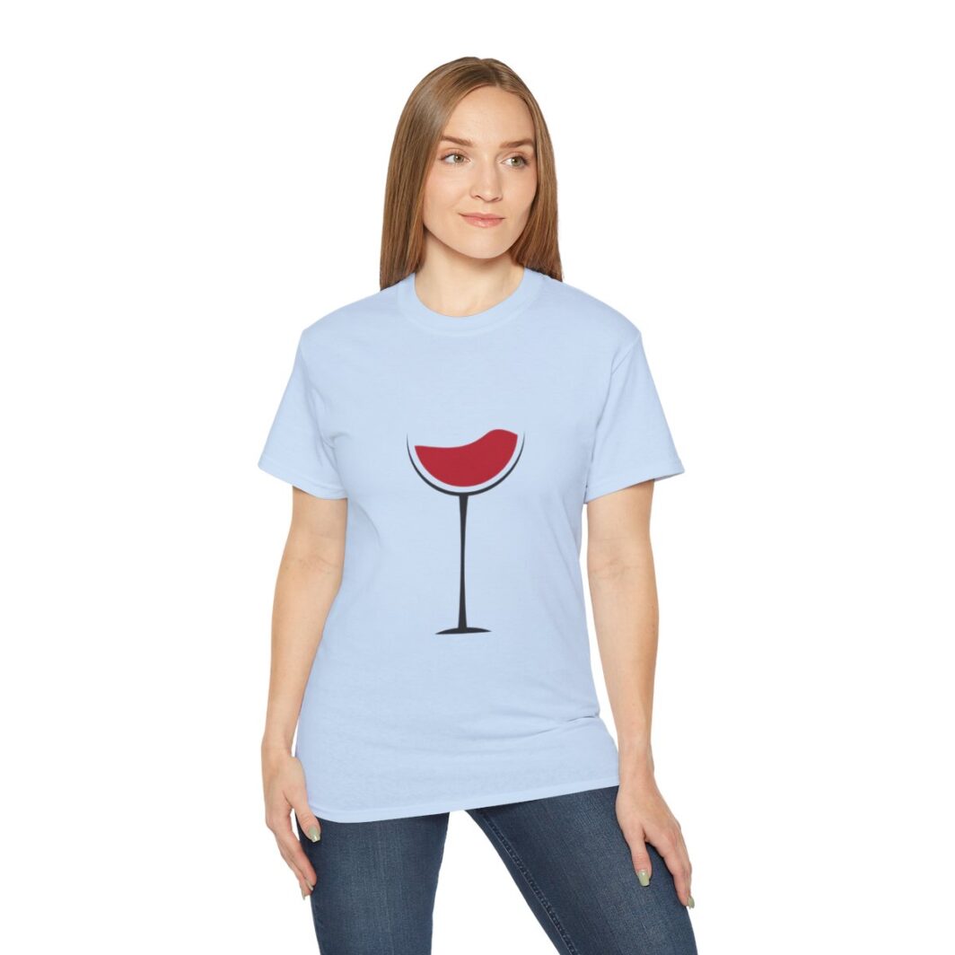 Women Light Blue Ultra Cotton Tee - Wine Glass Printed T Shirt